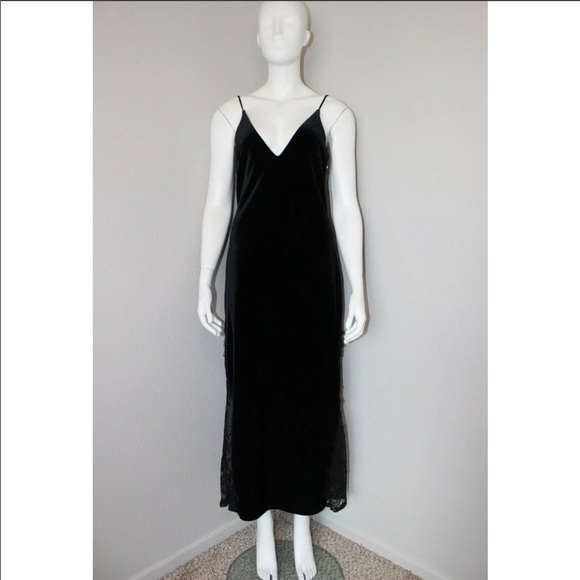 ABS By Allen Schwartz Velvet Slip Gown Black Sz 6 - Picture 2 of 7